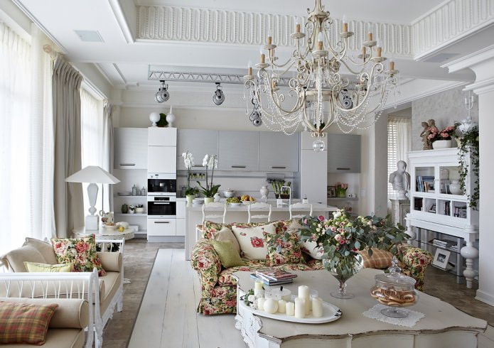 salon w stylu prowansalskim