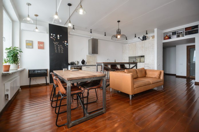 salon w stylu loftowym