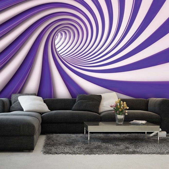 abstrakcyjna tapeta 3D w salonie