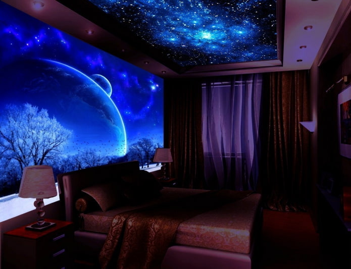 Fluorescencyjna tapeta 3D we wnętrzu