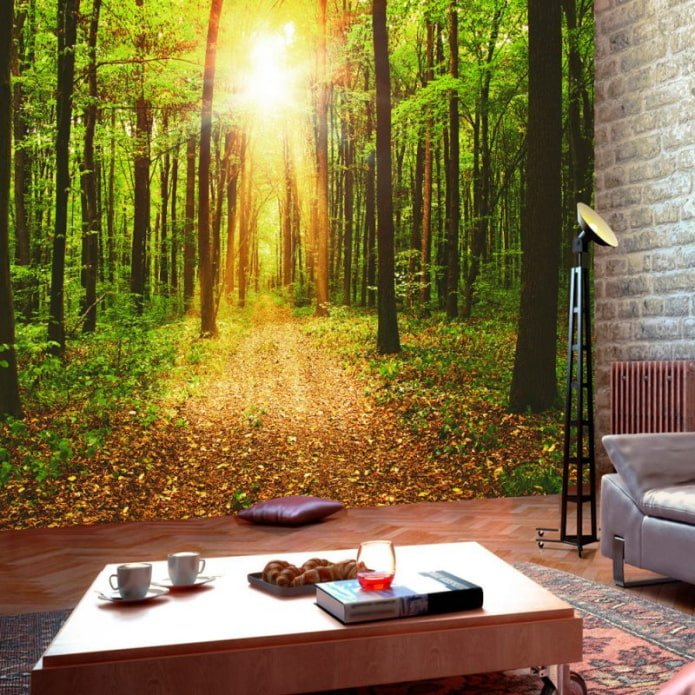 Tapeta 3D z naturą w sypialni