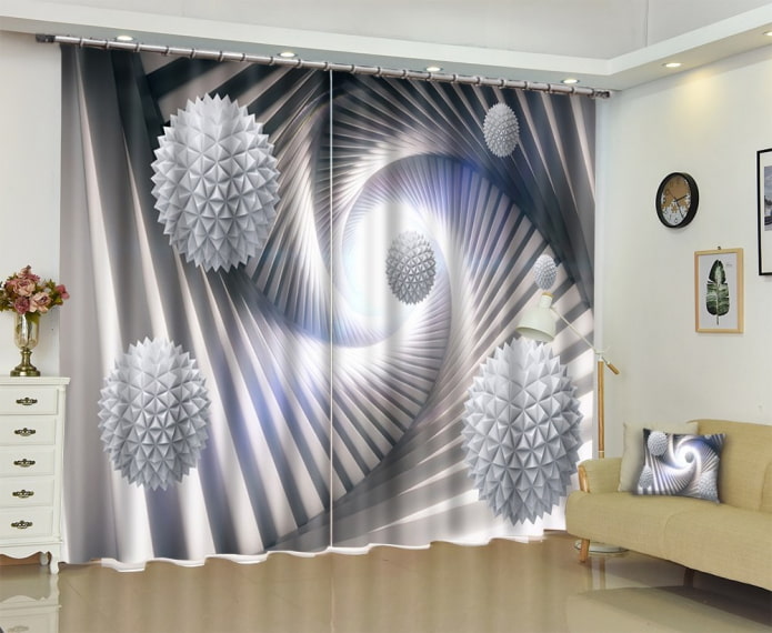 3D zasłony z abstrakcją