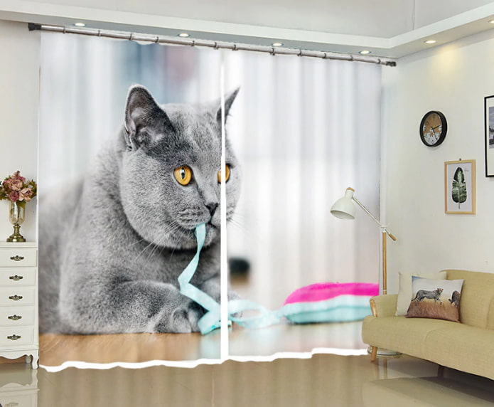 3D zasłony w salonie