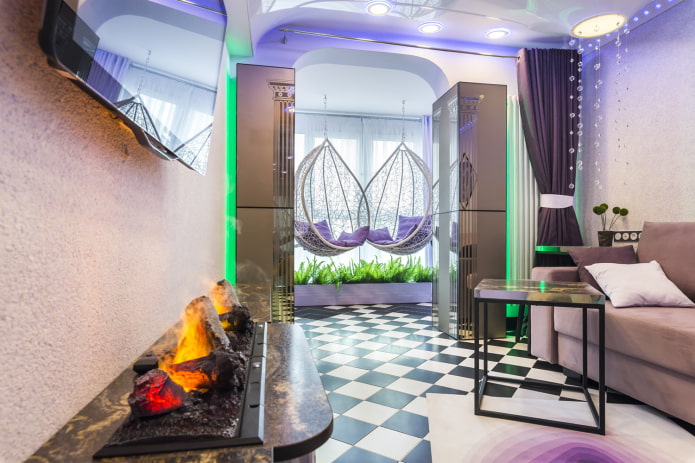 łukowy otwór dzielący salon