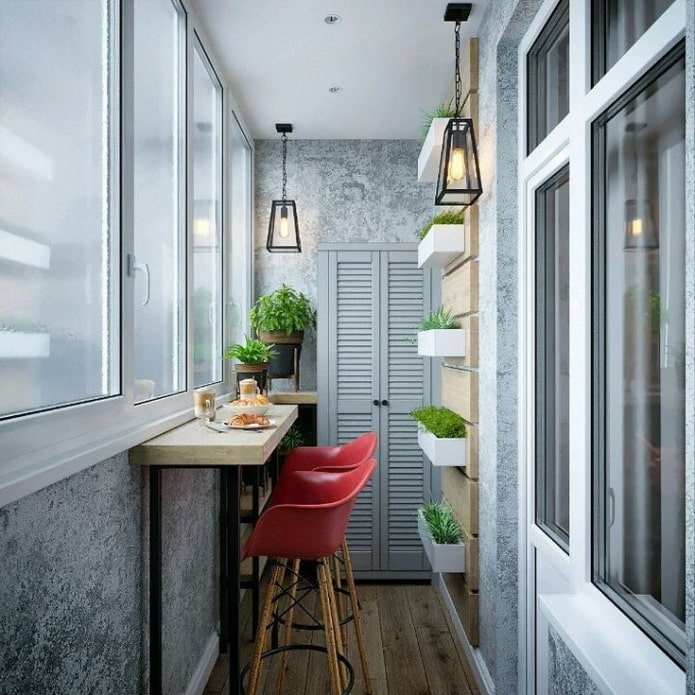 Balkon z barem w stylu loftowym