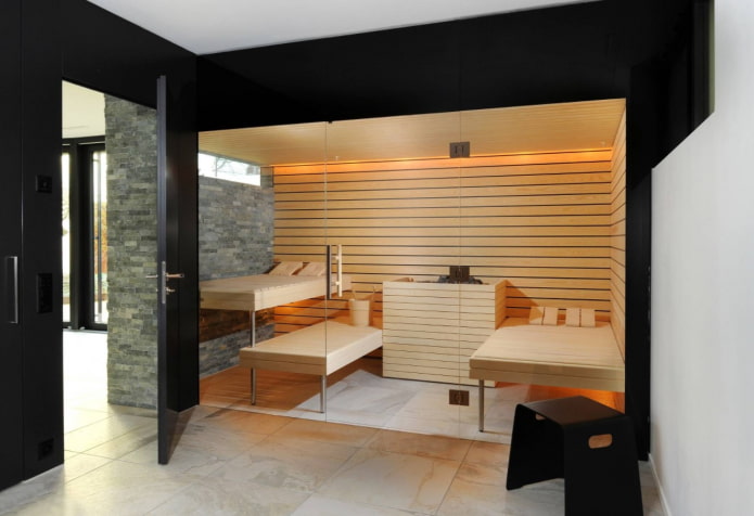 sauna w nowoczesnym domu