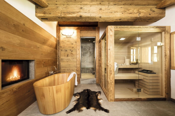 łaźnia w stylu chalet