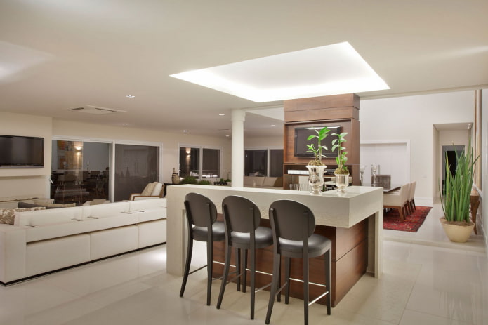 barek w centrum salonu