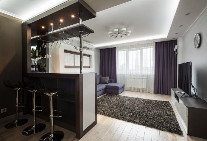 projekt baru we wnętrzu salonu