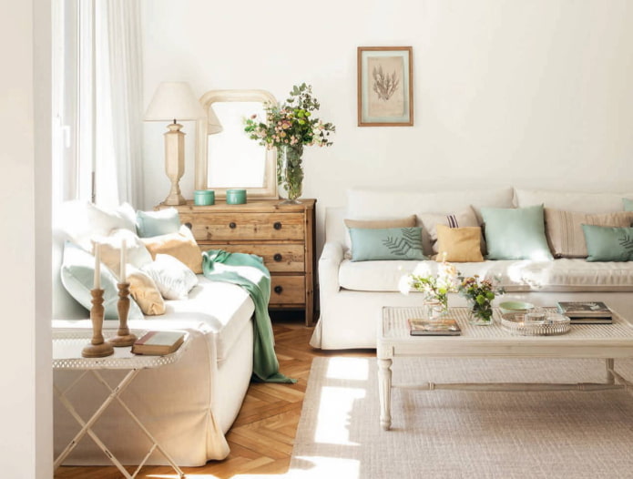 Salon w stylu shabby chic