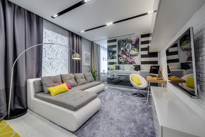 Biało-szara sofa narożna