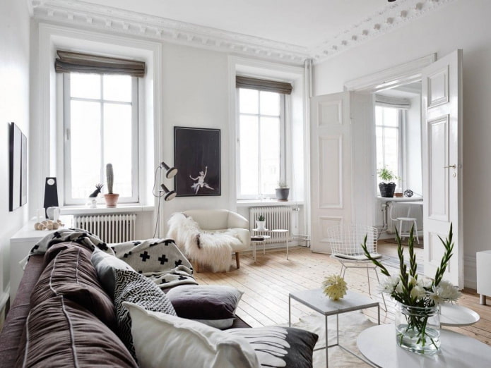 salon w stylu skandynawskim