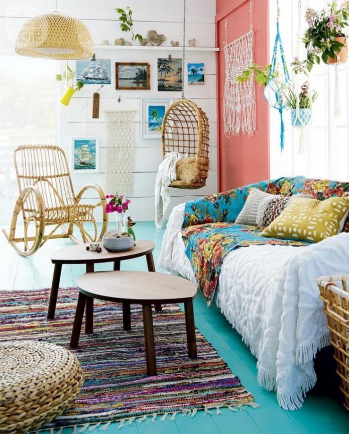 jasny salon boho