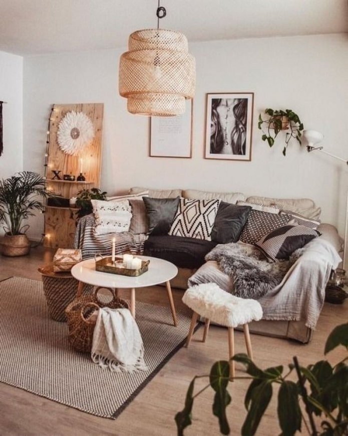 jasny salon boho