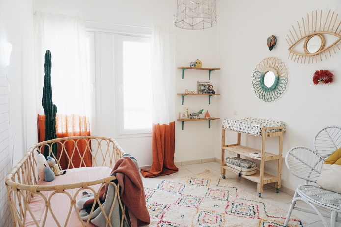 pokój dziecięcy dla noworodka w stylu boho