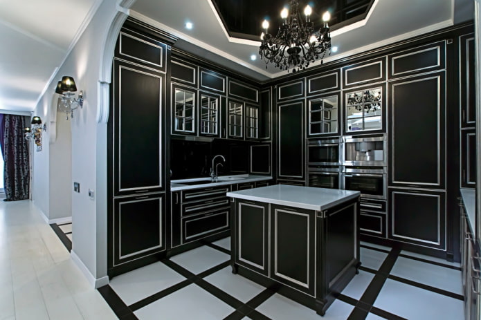 czarna kuchnia w stylu art déco