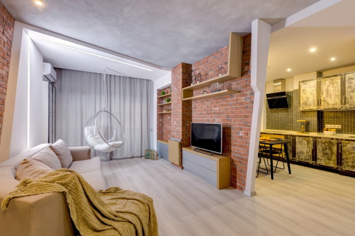 ściana we wnętrzu w stylu loft