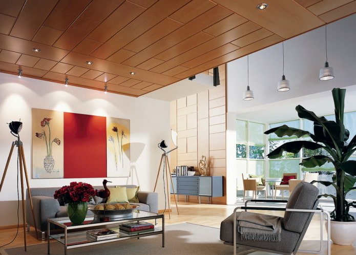 drewniane panele mdf w salonie