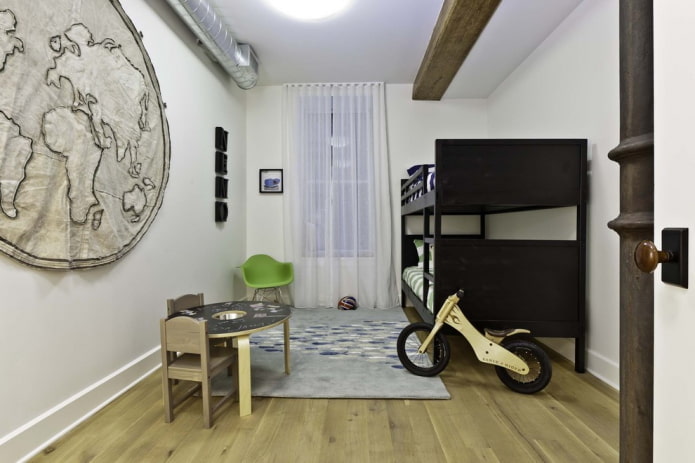 wnętrze pokoju dziecięcego w stylu loft