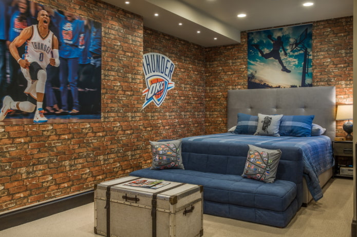wnętrze pokoju nastolatka w stylu loft