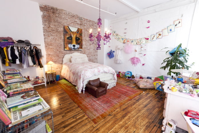 pokój dziecięcy w stylu loft dla dziewczynek