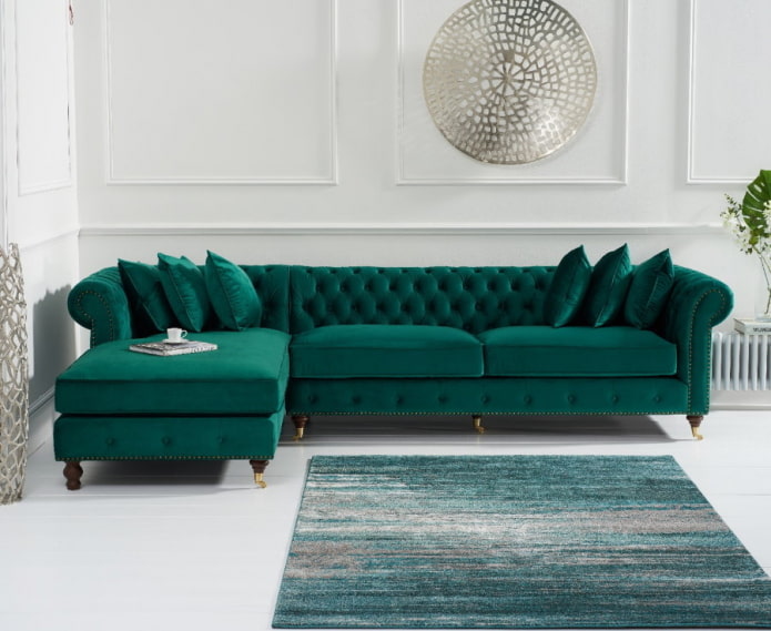narożna sofa aksamitna