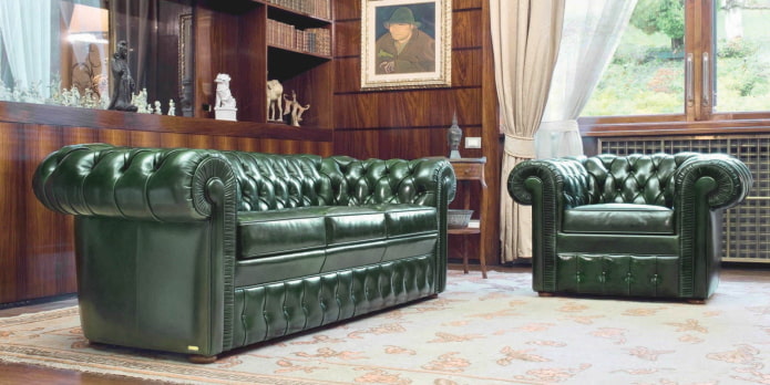 sofa i fotel w sprzęgu powozowym