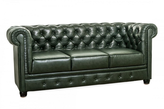 ciemnozielona skórzana sofa