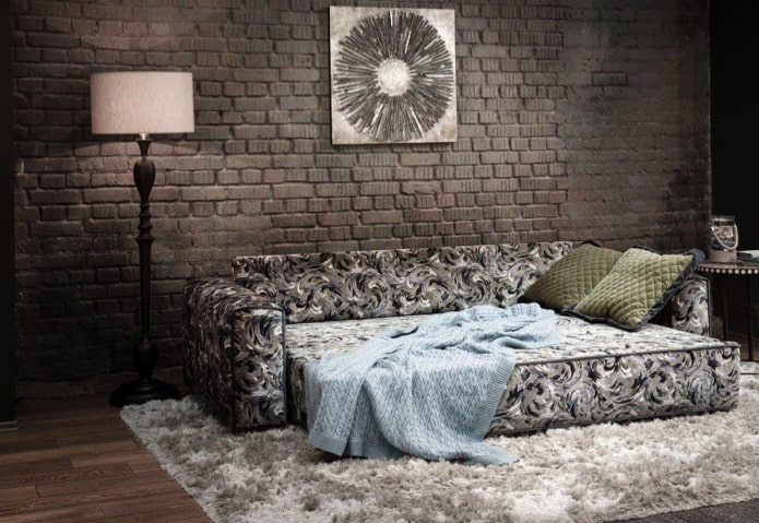 sofa z funkcją spania w stylu loft