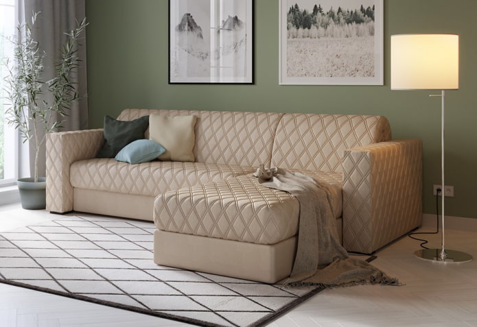 składana sofa we wnętrzu salonu