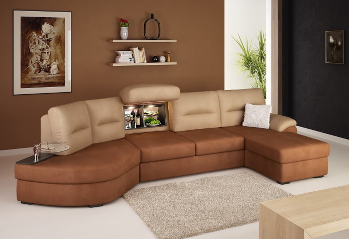 składana sofa z barkiem we wnętrzu
