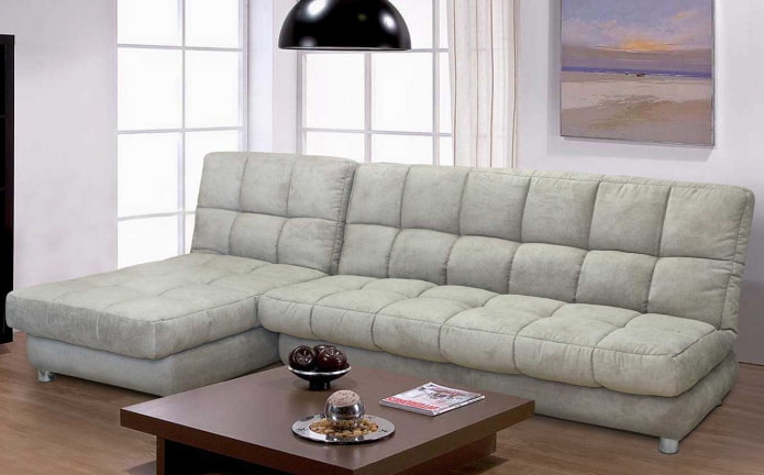 składana sofa z szezlongiem we wnętrzu