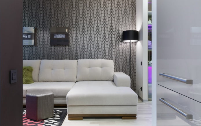 składana sofa z szezlongiem we wnętrzu