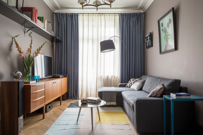 aranżacja mebli w salonie o powierzchni 16 m2