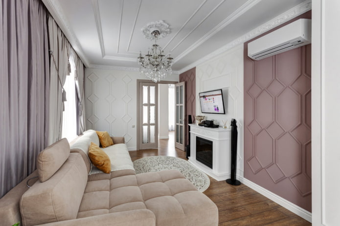 prostokątny salon o powierzchni 16 m2