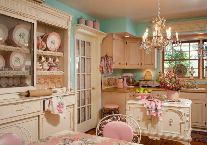 kuchnia w stylu shabby chic