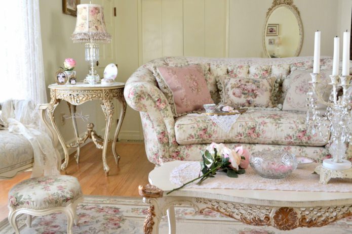 salon w stylu shabby chic