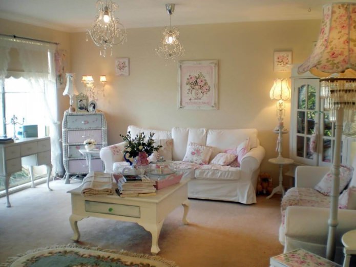 salon w stylu shabby chic