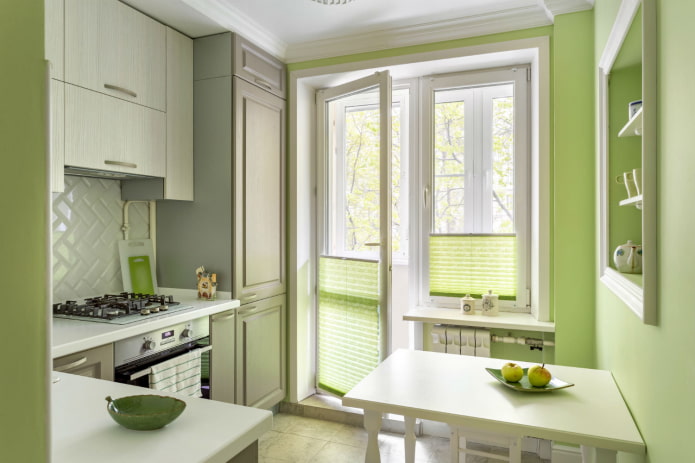 kuchnia 7 m kw. w odcieniach zieleni