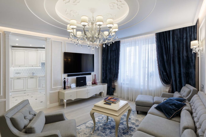 wnętrze apartamentu o powierzchni 100 metrów kwadratowych w stylu neoklasycznym