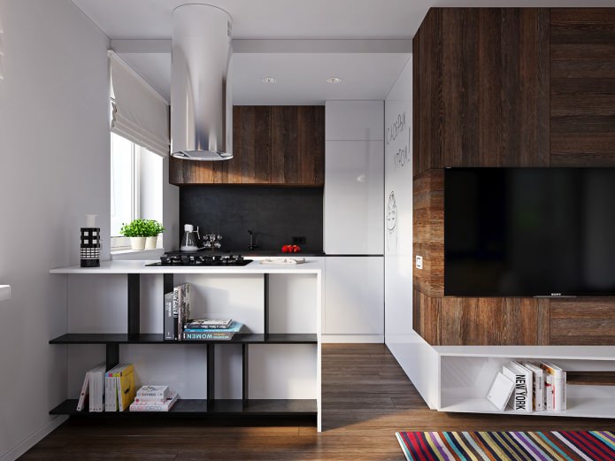kuchnia w projekcie mieszkania o powierzchni 31 m2