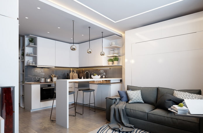 apartament o powierzchni 35 metrów kwadratowych w nowoczesnym stylu