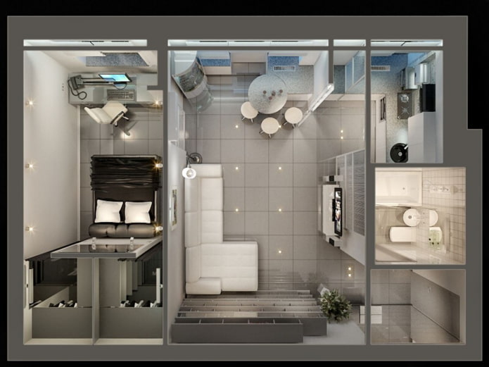 Dwupokojowy apartament w stylu europejskim z mini kuchnią