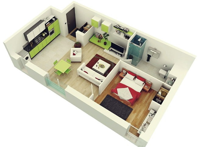 Apartament w stylu europejskim bez przedpokoju