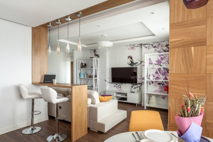 Kuchnia-jadalnia w mieszkaniu o powierzchni 60 m2