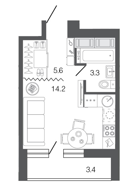 układy mieszkań 18 m2