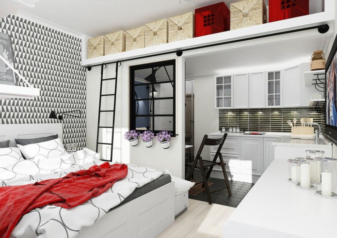 Projekt małego mieszkania typu studio o powierzchni 25 m2.