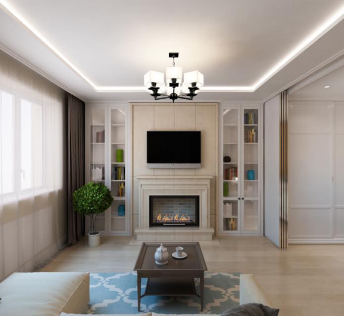 salon w jednopokojowym mieszkaniu 50 m2