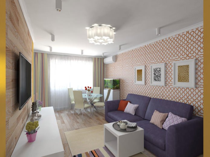 projekt dwupokojowego Chruszczówki o powierzchni 44 m2.