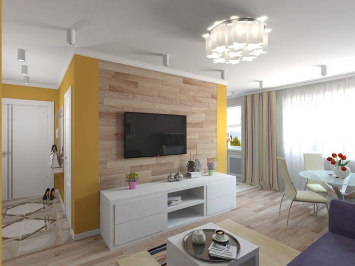 projekt dwupokojowego Chruszczówki o powierzchni 44 m2.